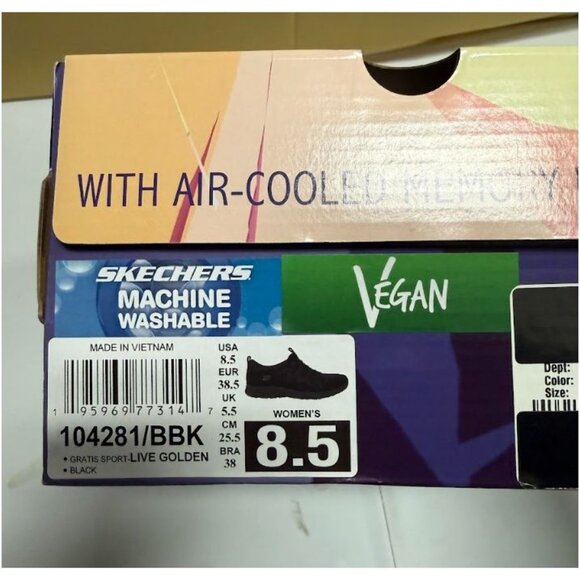 SKECHERS Sport Gratis Live Golden Black Size 8.5 NEW - Picture 10 of 11